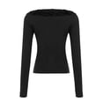 thumbnail image 4 of MYAOYINo Boundaries Womens Ruffle Front Long Sleeve Top V Neck Fitted Slim Fit Blouse, 4 of 9