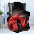 thumbnail image 4 of Cars Soft Flannel Fleece Blanket, Rear View of a Futuristic Sports Car Motion Power Transportation Vehicle Sublime Theme, Cozy Plush for Indoor and Outdoor Use, 60" x 80", Red Black, by Ambesonne, 4 of 5