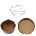 thumbnail image 4 of 8''3 in 1 Multifunctional Air Fryer Accessories Set Bread Shelf Cake Barrel Pizza Pan(Golden), 4 of 8