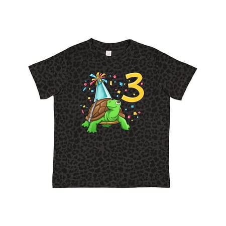 

Inktastic 3rd Birthday Cute Turtle in Party Hat with Confetti Gift Toddler Boy or Toddler Girl T-Shirt