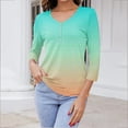 thumbnail image 2 of Fashion 3/4 Sleeve Summer Tops for Womens 2024 Plus Size Spring And Summer Gradient Printed Top Collar Button Sexy Shirt 3/4 Sleeve Long Sleeve V Neck Top/Shirt Gifts for Womens, 2 of 7