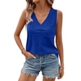 thumbnail image 3 of Women's Summer Sleeveless Shirts Casual V Neck Tank Tops Tunic Casual Basic Shirts True Classic Tees Cute Trendy Clothes Summer Loose Fit Clothes Womens Tops 2026 Blue M, 3 of 5