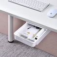 thumbnail image 3 of Large Capacity Under-Desk Invisible Storage Drawer, Adhesive-Mounted r for Office, Dorm, Makeup Table - Cable & Small Item Holder, Durable 60-80% New Material Construction, White Base with, 3 of 6