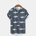 thumbnail image 2 of Jinhomg Men's Vacation Beach Shirts Cute Shark Print Hawaiian Shirt Lightweight Breathable Short Sleeve Button Down Aloha Shirts 90% off Clearance Sale Navy XXXL, 2 of 8