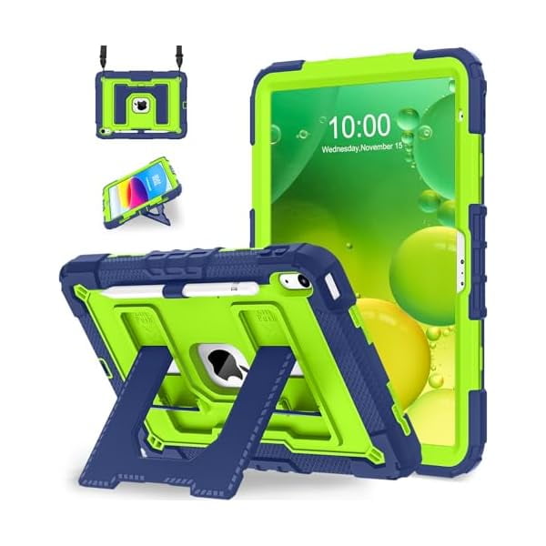 wonim11 WESOROL Case for iPad A16 11th Generation 11 Inch (2025) iPad 10th Generation 10.9 Inch (2022), Kids i Pad A16 Case Military Grade Shockproof Cases with Pencil Holder Shoulder Strap,Navy Green