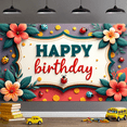 thumbnail image 3 of Floral Design Happy Birthday Banner Ladybug Elements Birthday Party Decorations for Kids Celebration, 3 of 8