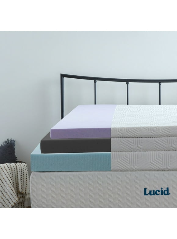 Lucid 4" Cooling Gel Plush Memory Foam Mattress Topper with Cover, Twin XL