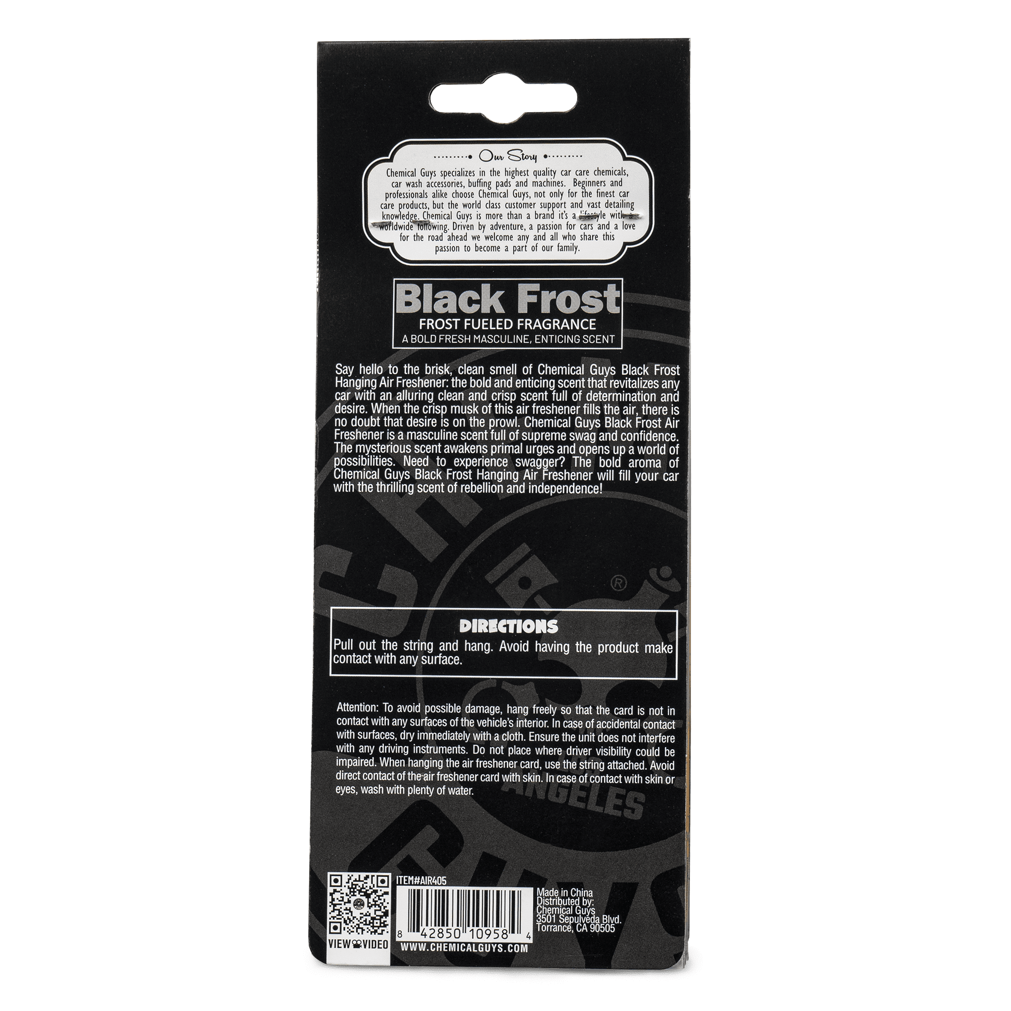 Chemical Guys Black Frost Hanging Car Air Freshener, 3 pack