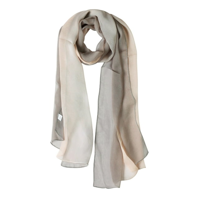 INSPIRE CHIC Women's Scarf Chiffon Silky Gradient Color Lightweight Long Wrap Shawl Gray Beige