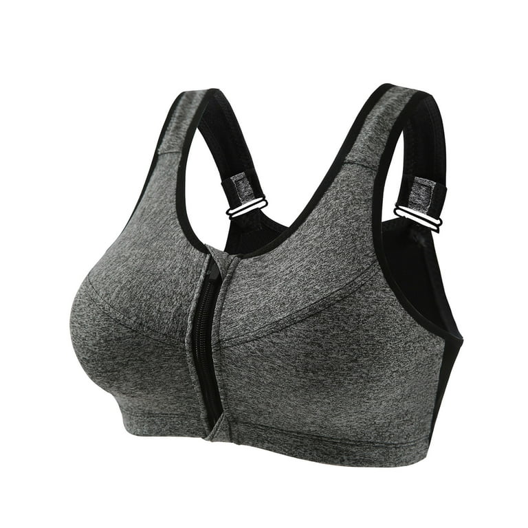 YWDJ Comfort Bras for Women Front Closure Zipper Lounge Bras No Wire Sleep  Bras Wide Strap Full Coverage Bras Push up Low Support Wrap Bras Padded