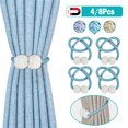 thumbnail image 1 of Amerteer 4 PCS Magnetic Curtain Tiebacks Clips Decorative Rope Holdbacks, Drapery Tie Backs Weave Holder for Window Draperies Hold Curtains Drape Ties Backs 16 inch Holdback, 1 of 7