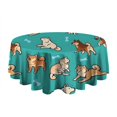 thumbnail image 5 of Cartoon Shiba Inu Dog Round Tablecloth 60"x60",Wrinkle Wipeable Table Cloth for Kitchen Dining Room Picnic Patio Party, 5 of 6