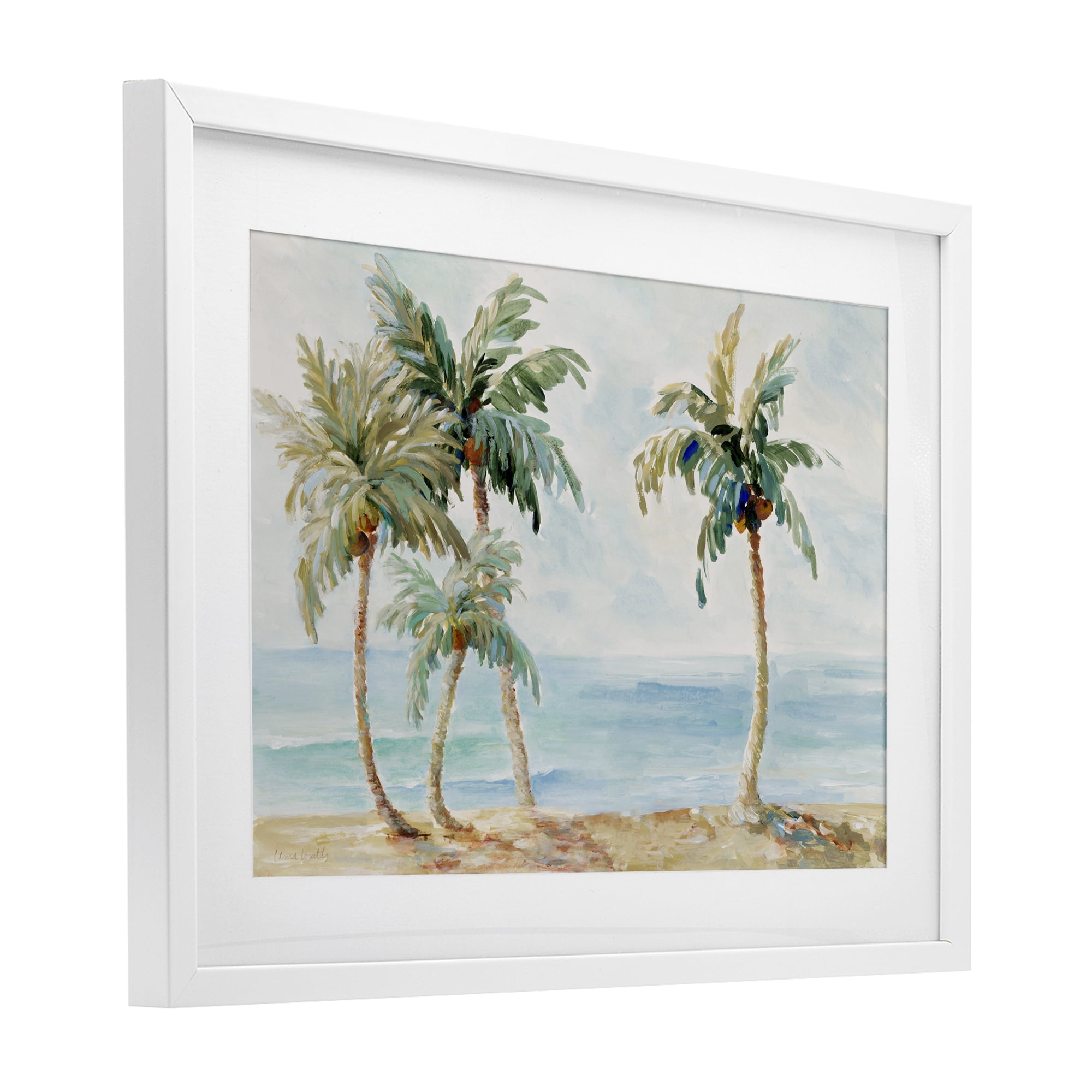 Stupell Industries Palm Trees in Paradise White Framed Print Under Glass, design by Lanie Loreth