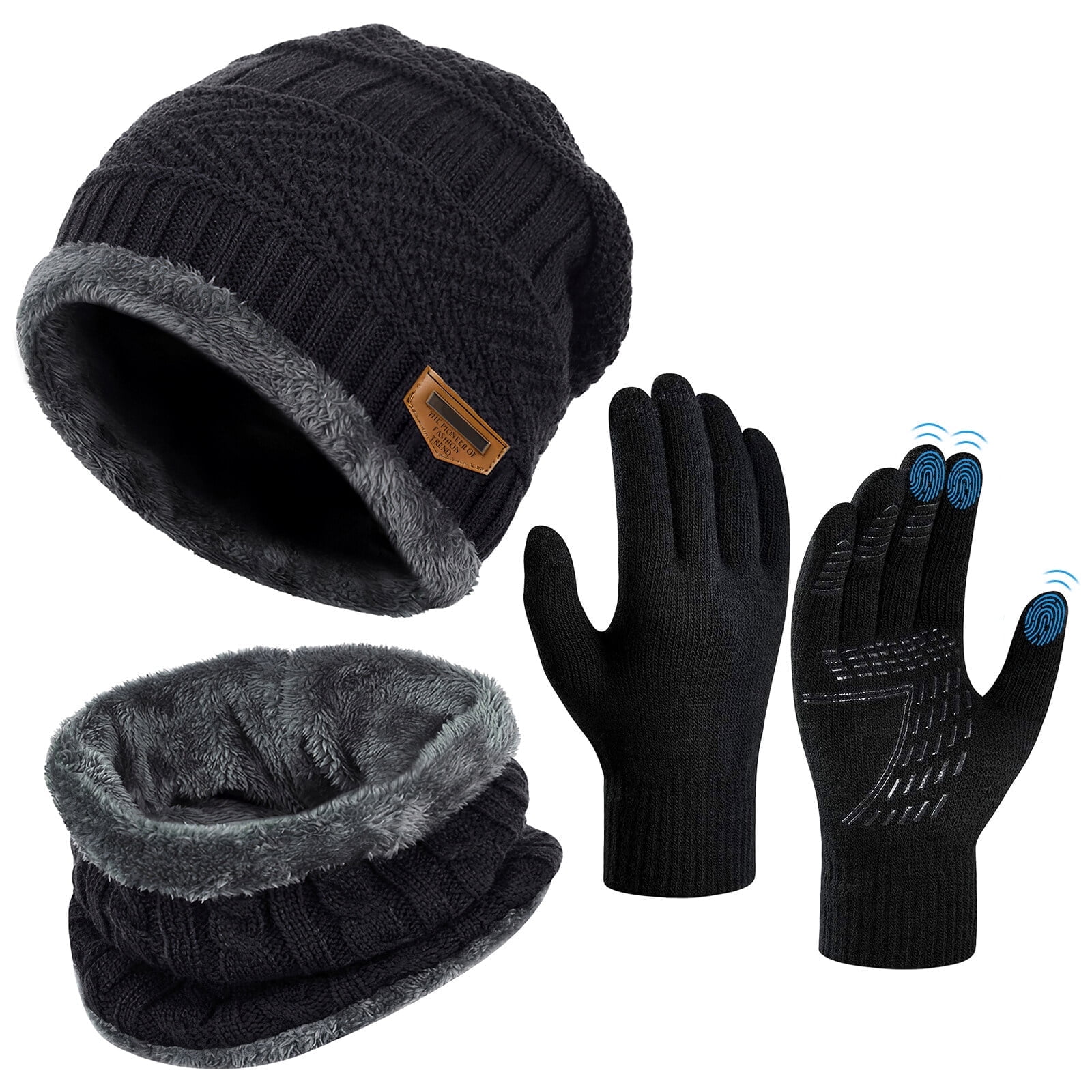 NWT Rebecca Minkoff Marled Chunky Knit Hat & Arm Warmer Set Black & White Rebecca Minkoff Marled Beanie Pom Hat & Armwarmer Set  main image 2