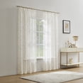 thumbnail image 4 of No. 918 Holly 2-pack Metallic Embroidery Christmas Sheer Rod Pocket Curtain Panel Pair, Gold, 37"W x 84"L (2 Panels), 4 of 7