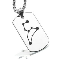 Stainless Steel Leo (Lion) Astrology Constellation Dog Tag Pendant Necklace