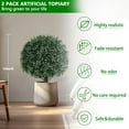 thumbnail image 2 of Artificial Rose Topiary Ball Trees with Ground Spike, 2 Pack 16 Inches Artificial Shrubs, Fake Evergreen Artificial Plant Brush for Indoor Outdoor Front Porch Garden, 2 of 14