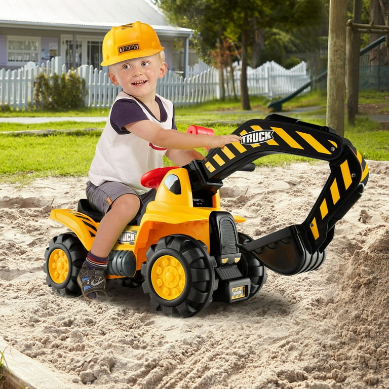 Costway Kids Toddler Ride On Excavator Digger Truck Scooter Seat Storage w/Sound&Helmet Costway Kids Toddler Ride On Excavator Digger Truck Scooter Seat Storage w/Sound&Helmet