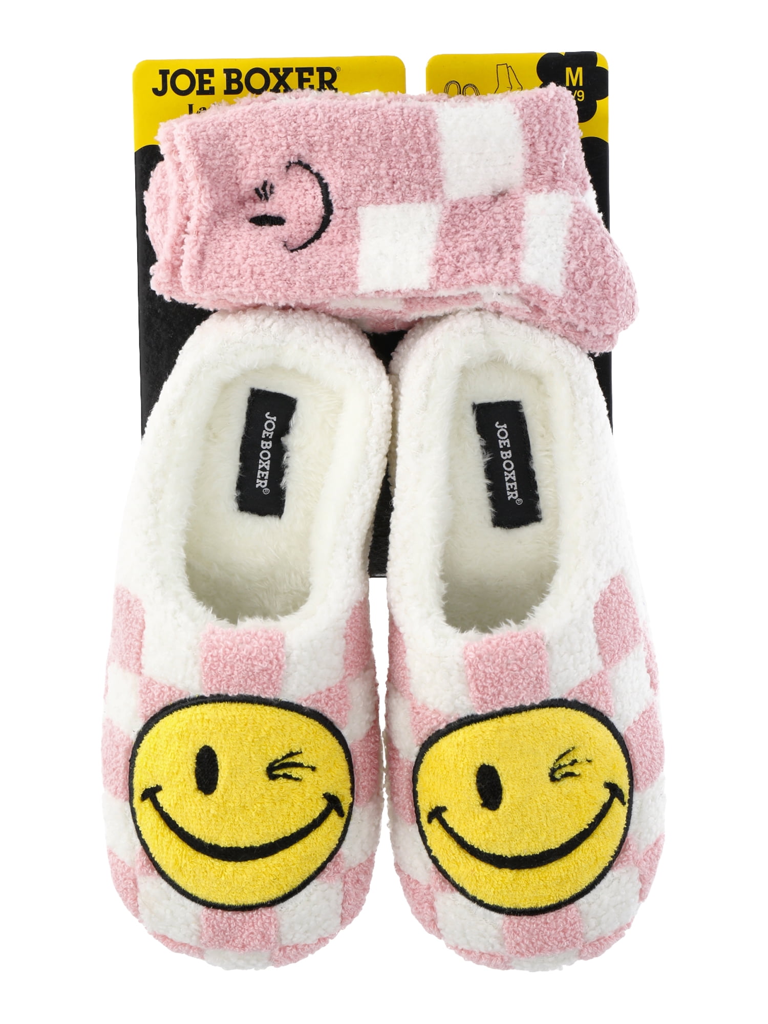 Joe Boxer Women's Plush Slippers and Socks Set, 4-Piece, Sizes 5-12