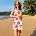 thumbnail image 3 of Easygdp Hand Drawn Watermelon para Vestido Transpirable de Mujer, Vestido Suelto de Manga Corta con Pliegues y Bolsillos para el Verano, 3 of 7