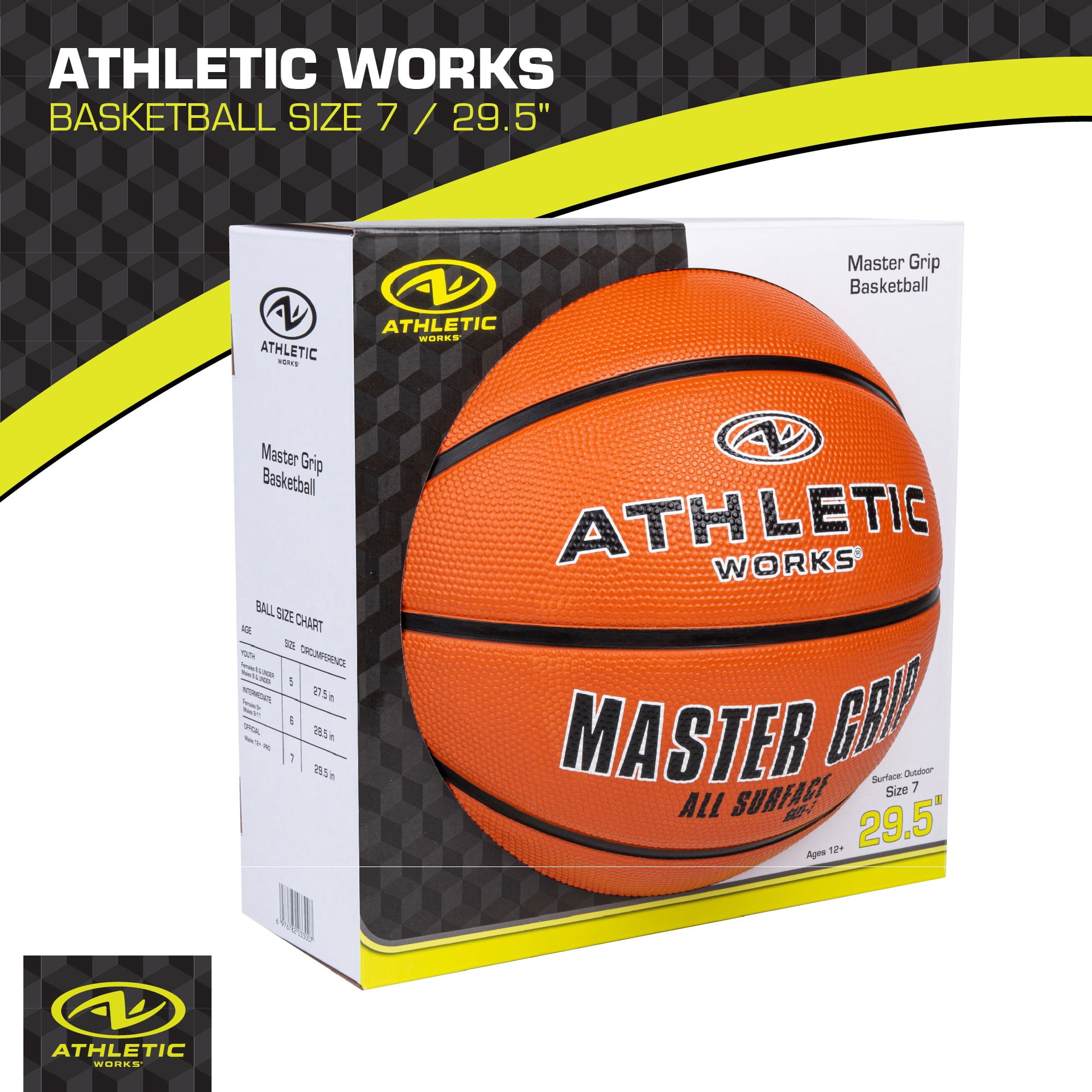 (4 pack) Athletic Works Size 7 Master Grip Basketball for Players 12 Years and Up