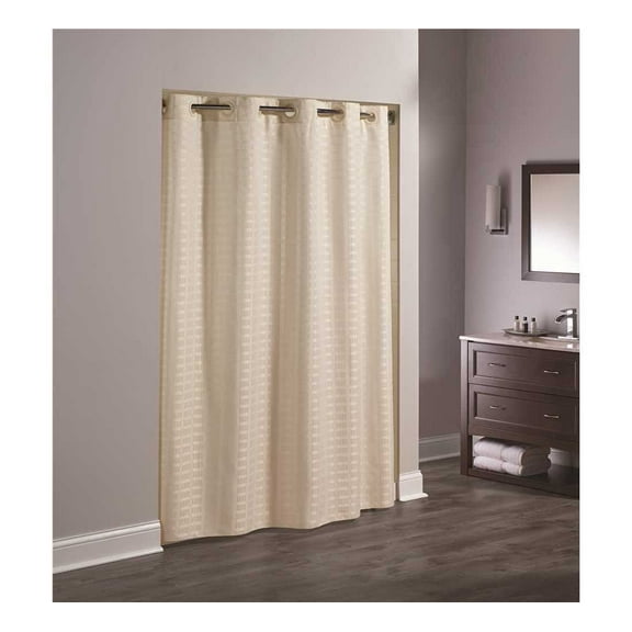 Hookless Beige Polyester Shower Curtain, 71" x 74" Waterproof