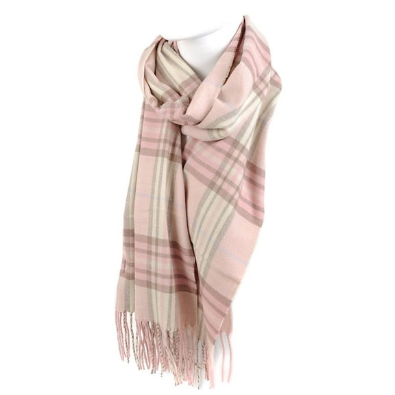 Pink/Beige Plaid Fall/Winter Scarf for Men & Women-Plaid Color Soft Feel Acrylic Scarves