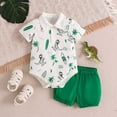 thumbnail image 2 of Gubotare Baby Boy Dinosaur Shorts Set Short Sleeve Bodysuit + Solid Short Summer Outfits 0 3 6 12 18 24 Months (White,6-12 Months), 2 of 9