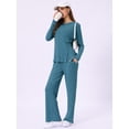 thumbnail image 3 of DARING DIVA Women's Knit Long Sleeve Ribbed Sleepwear Soft Crewneck Sets L Peacock Blue, 3 of 7