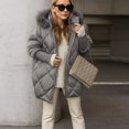 thumbnail image 3 of Jackets for Women Fleece Lined Winter Coats Hooded Down Coat with Zip Pockets for Cold Weather Protection, Daily Commute, and Christmas Outings,Gray,3XL, 3 of 6