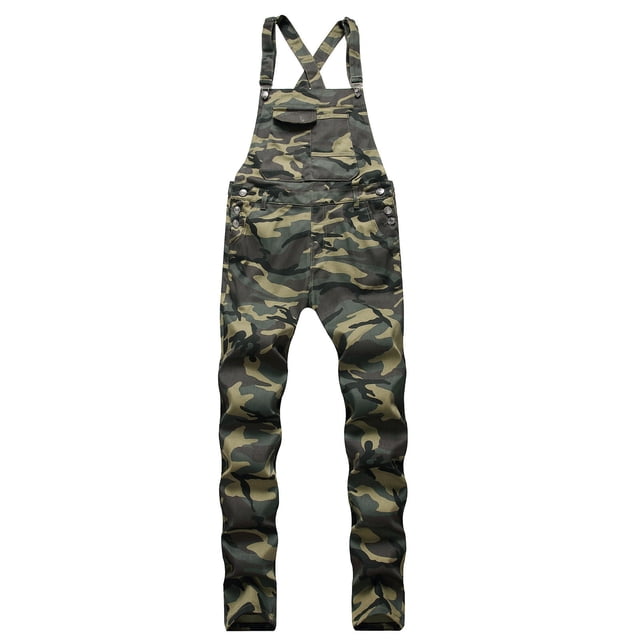 Pantalones de mezclilla ajustados con tirantes de moda para hombre Pompotops qyievc785