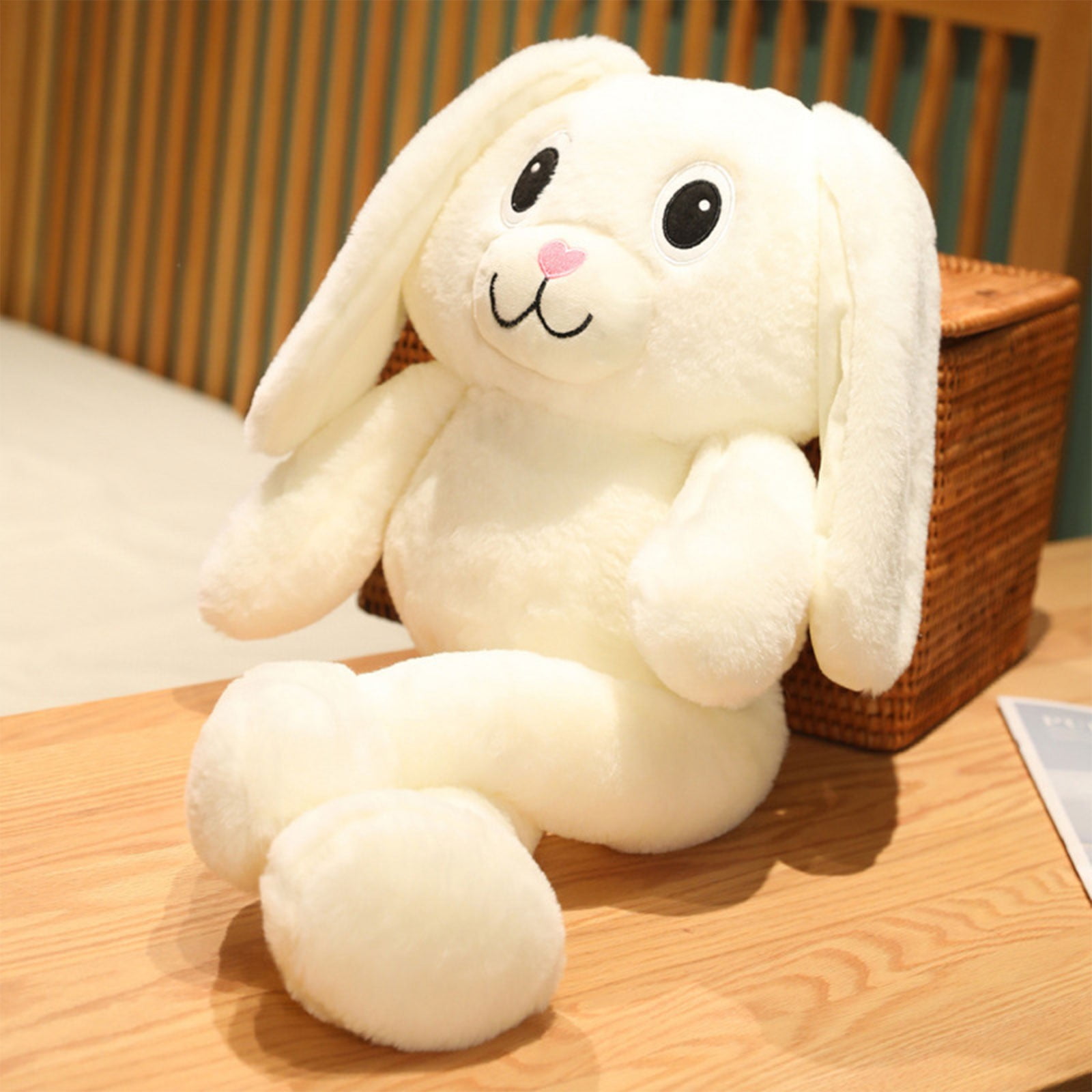 YUNAFFT Bunny Plush Toy,Soft Bunny Rabbit Plush Stuffed Animal Plushie Soft Rabbit Plush Pillow with Pulling Ears Plush Toy Animal Plushie Soft Plush Pillows Stuffed Animals Pillow