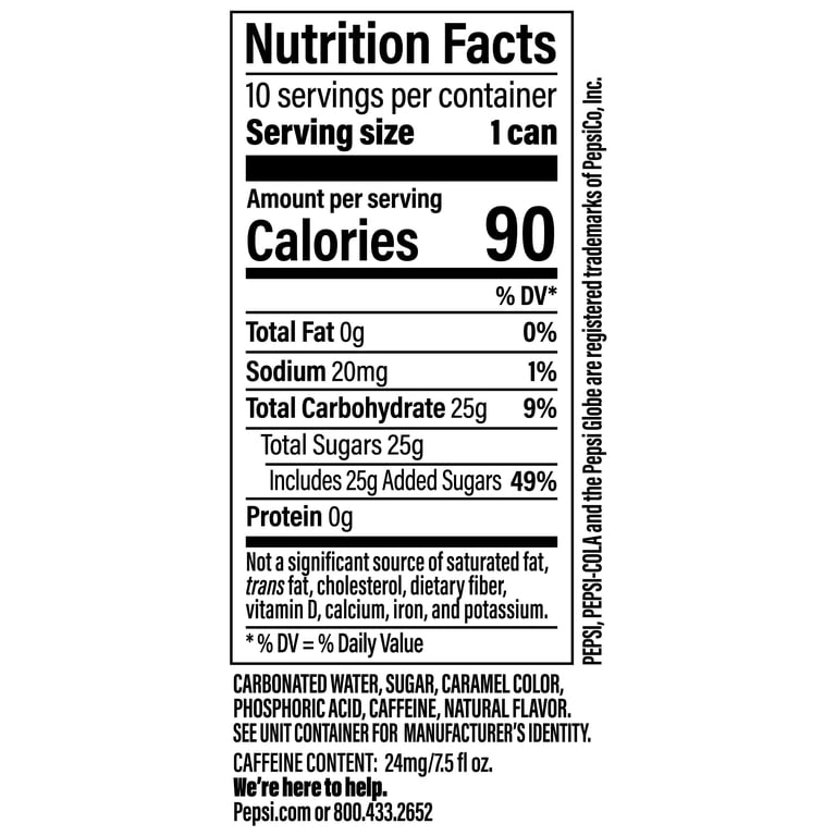 Pepsi Cola Real Sugar, 7.5 fl oz Mini Cans, 10 Pack photo 5