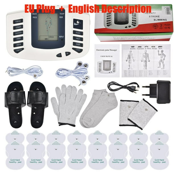 JR309 EMS masaje Tens con 16 almohadillas, pulso eléctrico, acupuntura, cuerpo completo, relajación, terapia muscular, masajeador, estimulador, masaje corporal