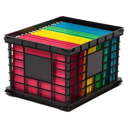 - IRIS Letter and Legal Size File Storage Crate, Black