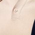 thumbnail image 6 of VgaVtl Knit Polo Shirt Mens Short Sleeve Summer Mens Clothes Shirts Regular Beige Striped Casual Office Button Shirts, 6 of 7