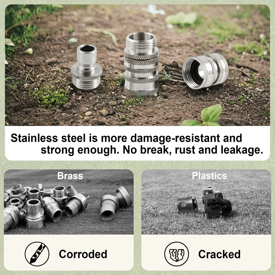 CIRCLE- Stainless Steel Garden Hose Quick Connect Set,Water Hose Fitting,3/4Inch Fitting