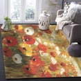 thumbnail image 5 of Area Rugs 5x7 Ft Floral Red White Poppy Sea Of Flowers Sky Lawn Oil Painting Non-Slip Washable Rug Indoor Rug Floor Mats Non Shedding Carpet for Living Room Bedroom Dining Room Home Decor, 5 of 8