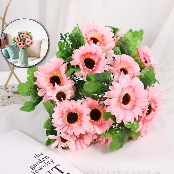 Artificial Sunflower Bouquet - Realistic Fake Flowers, Small Bunch for Home Decor, Table Centerpieces