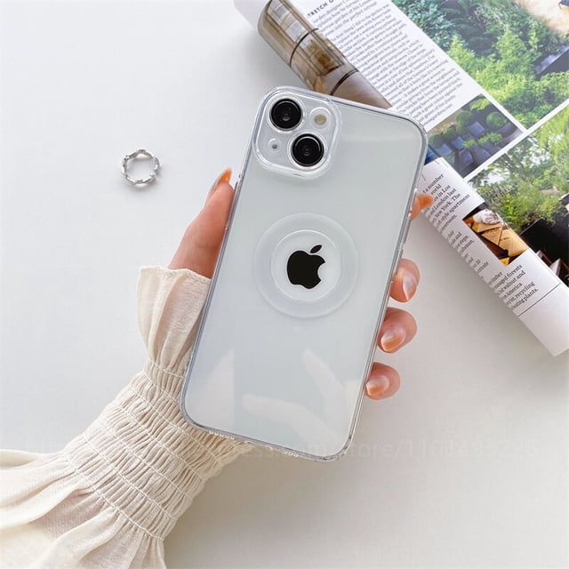 Funda de teléfono con agujero de logotipo chapado en oro de lujo para iPhone 14 13 12 Pro Max 11 XS 7 8 Plus, protección de cámara con logotipo transparente de silicona suave Tan Jianjun unisex