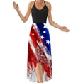 thumbnail image 1 of WISEFIN Women American Flag Print Patchwork Irregular Hem Halter Slip Dress, 1 of 4