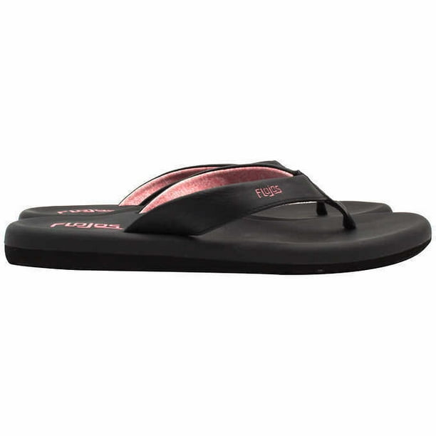 Flojos Ladies' Josie Flip Flop (Black/Pink, 6)