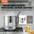 thumbnail image 2 of VEVOR Stainless Steel Kettle, 5 GALLON Brewing Pot, Tri Ply Bottom for Beer, Brew Kettle Pot, Home Brewing Supplies Includes Lid, Handle, Thermometer, Ball Valve Spigot, Filter, Filter Tray, 2 of 9