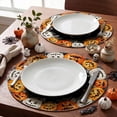 thumbnail image 2 of Smile Jack-O'-Lantern Spider Web Halloween Table Placemats Set of 4 Round 15 Inch Black, 2 of 7