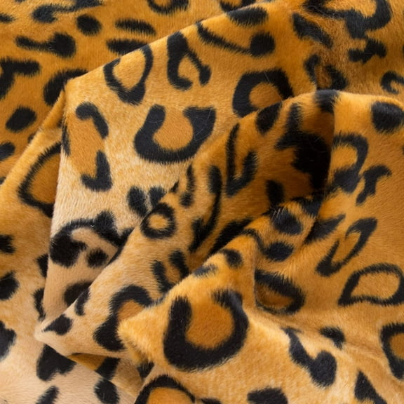 Decorative Silk Inc. VELBOA FAUX FUR LEOPARD ANIMAL PRINT FABRIC 58"/ 60" BY THE YARD (GOLD)