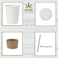 thumbnail image 2 of AME D'ESSENCE (12 oz-50 PC) Disposable Cups with Dome Lids Sleeves and Stirrers Hot Paper Cups White Coffee Cups, 2 of 3