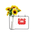 thumbnail image 1 of Rojo silueta histórica china fan Tarjeta de bendición de jarrón de girasol artificial, 1 of 3