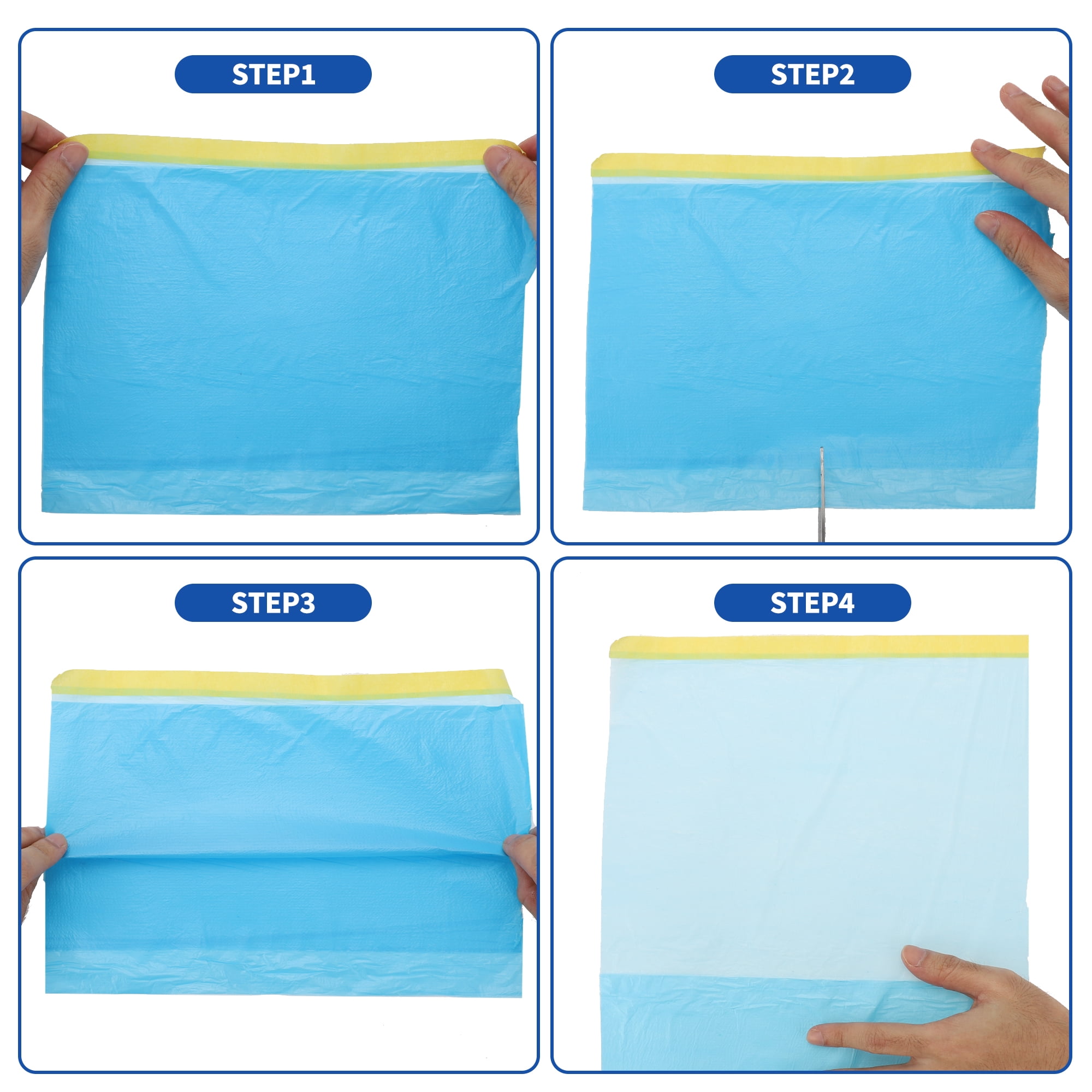 Unique Bargains Masking Paper with Tape 2000x55cm / 65.62ftx21.65" 1 Set Pre-Taped Paper Film Kit Blue Yellow
