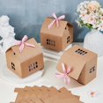 thumbnail image 4 of 24 cajas de regalo marrones con forma de casita, de cartón kraft de 12,7 x 12,7 x 13,5 cm, ideales para dulces, regalos, bodas, baby showers y fiestas de cumpleaños., 4 of 5
