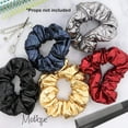 thumbnail image 5 of Motique Accessories Blue Metallic Quilted Hair Scrunchie, 5 of 5
